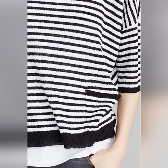 Eileen Fisher Organic Linen Dropped Shoulder Striped Boxy Top Size XS - EUC - Picture 3 of 14